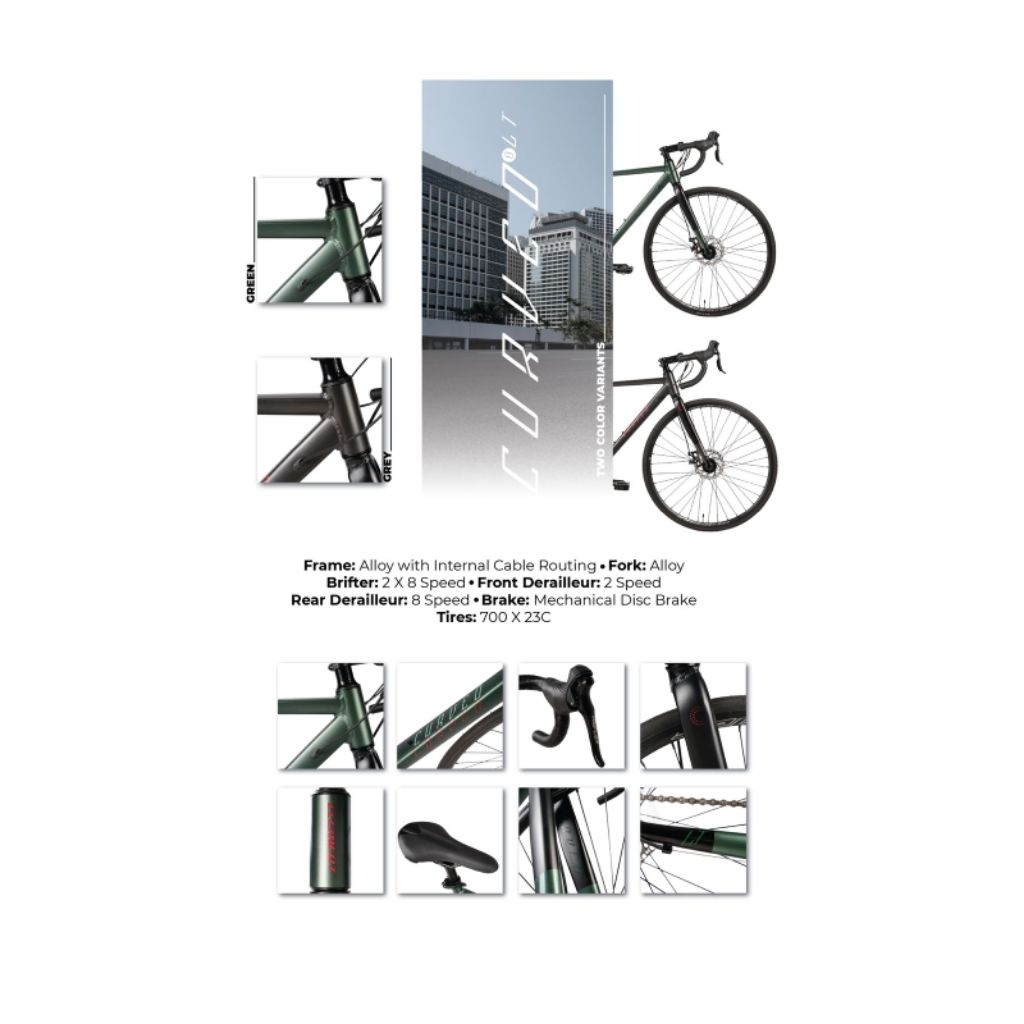 Sepeda Balap 700C Element Curved 8 LT Alloy 2x8 Speed Sensah / Roadbike 700C Element Curved 8 LT All