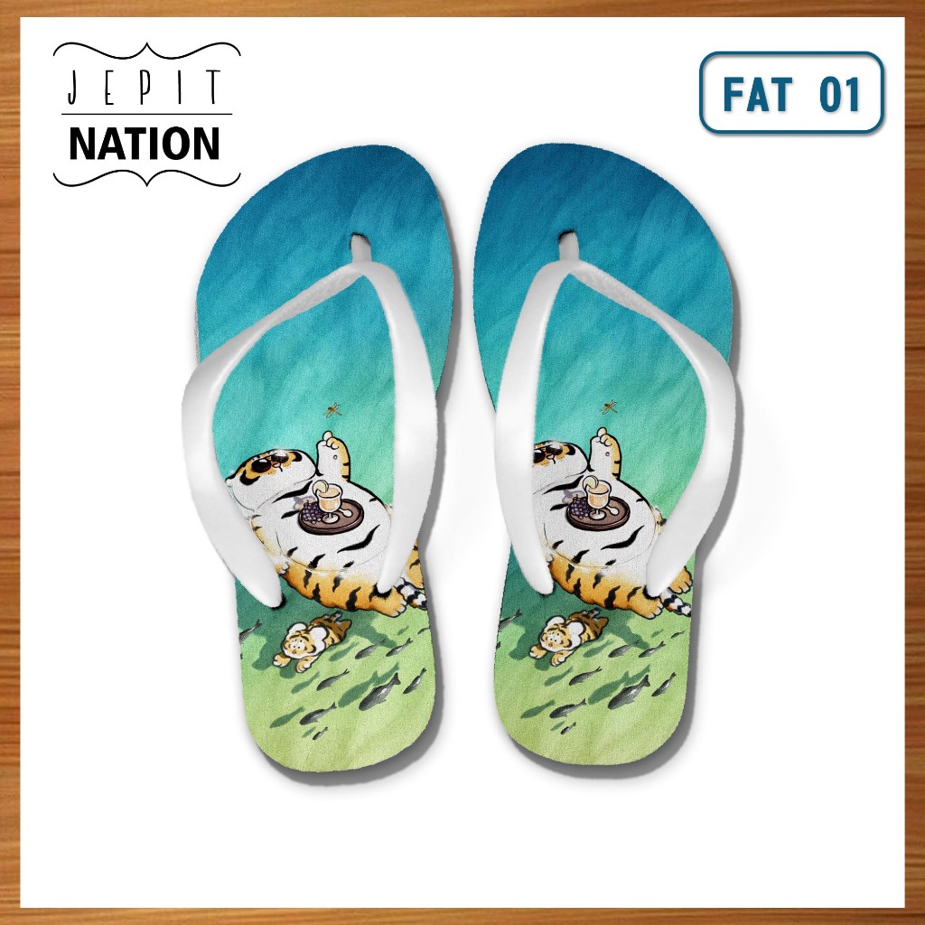 [SANDAL JEPIT] Pang Hu the Fat Tiger Harimau (FAT), JEPITNATION Sendal Jepit Cowo Pria Wanita Peremp