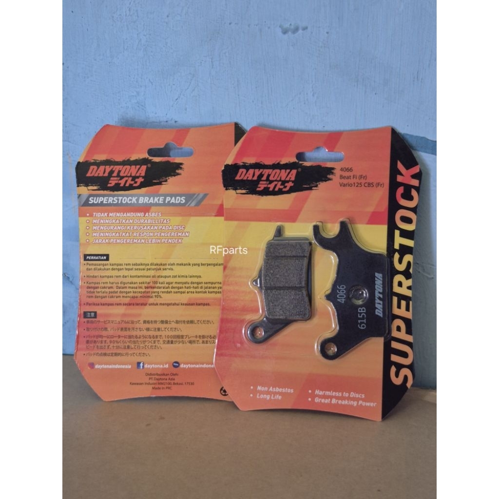 Kampas Rem Depan Daytona (4066) Honda Beat FI, Scoopy 2014-2019, Vario 125 Led, Vario 150 Led, Vario