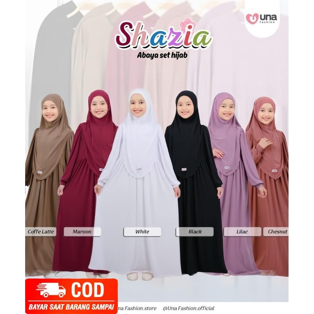 UNA FASHION GAMIS ABAYA PUTIH ANAK PEREMPUAN  POLOS BAHAN JERSEY PREMIUM BAJU MUSLIM MURAH SET JILBA