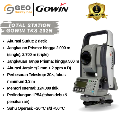 Total Station Gowin TKS 202N Laser 500M Accurate 2mm