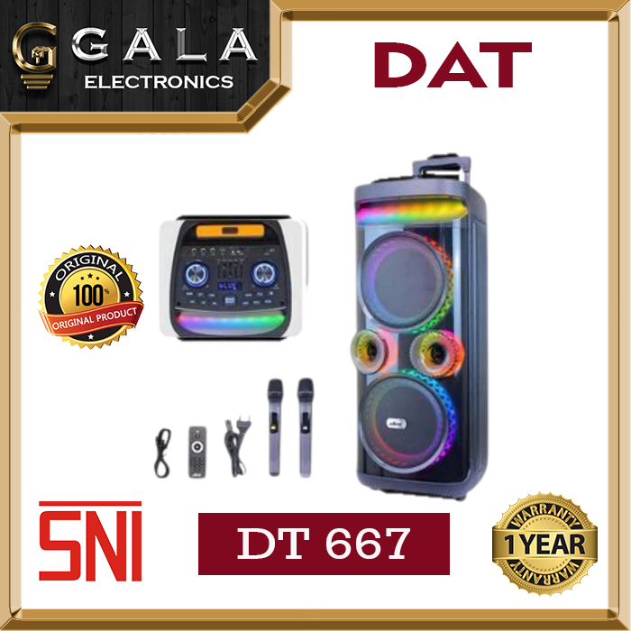 Speaker Bluetooth Karaoke Portable DAT DT 667 + 2 MIC