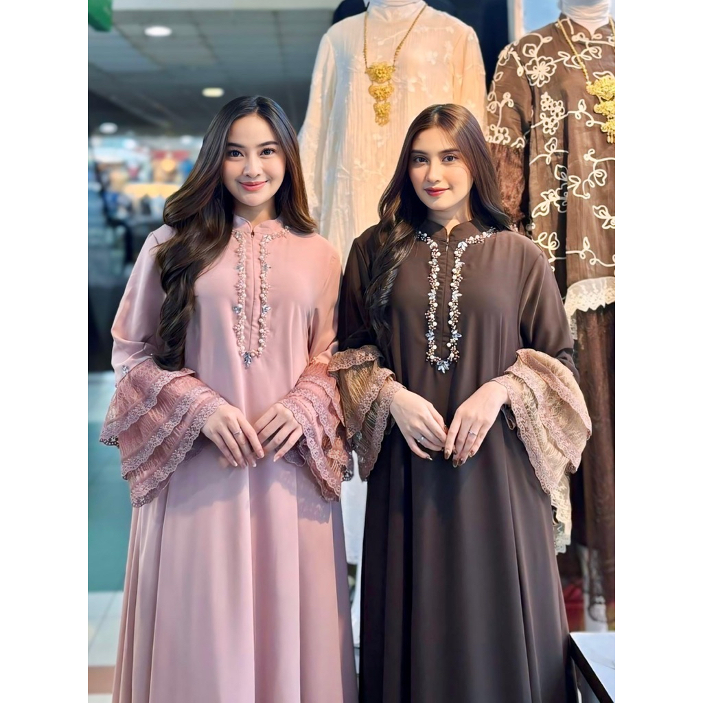 Dress simpel kondangan//Dress tangan layer//gamis kondangan simpel//gamis payet