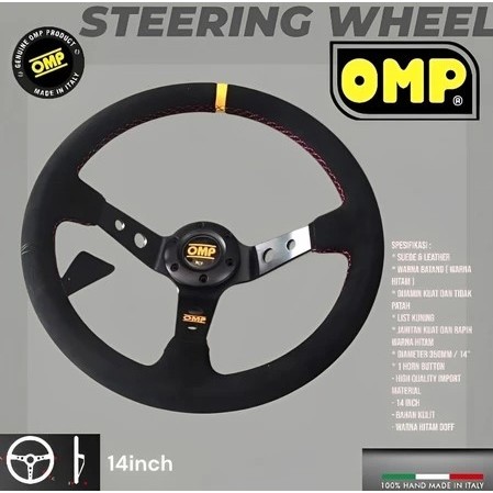 STIR OMP Stir Racing OMP Steering Wheel bahan suede 14 inch murah steer racing omp
