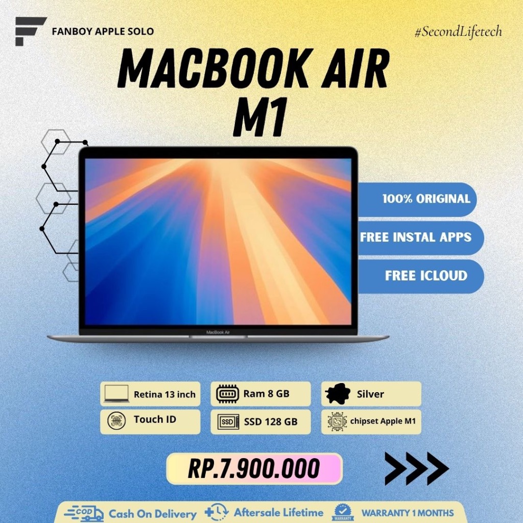 MacBook Air M1 | Ram 8GB | Ssd 128GB | 13Inch | Second Original