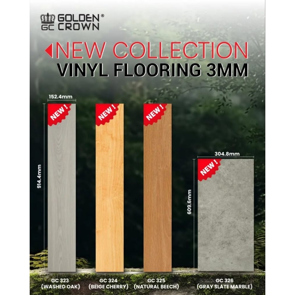 Lantai Vinyl 3mm Golden Crown (1 box 3,34 m² atau 24 lembar) Harga Per Box