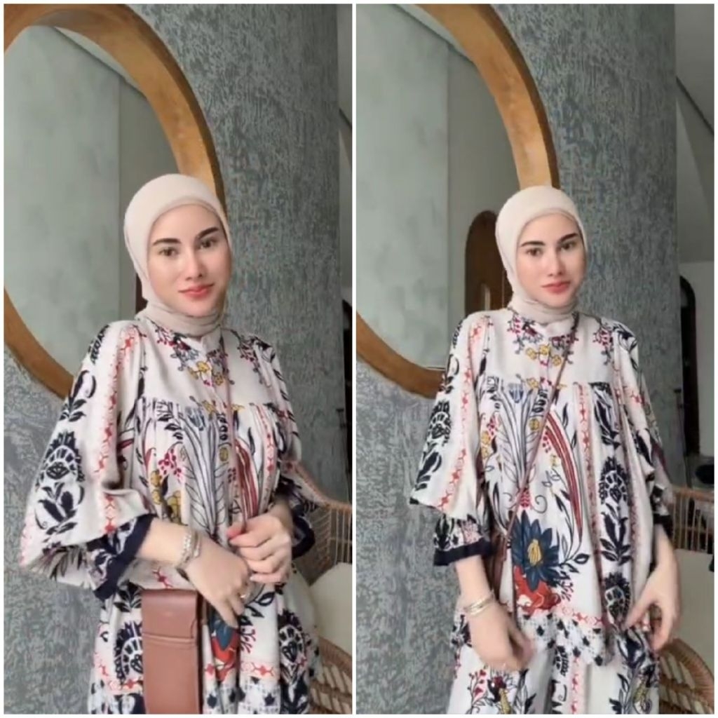 ARSYILLA SET//ONE SET ARSYLA RAYON TWILL MOTIF TERBARU//SETELAN WANITA DEWASA ANDIN KOMBINASI