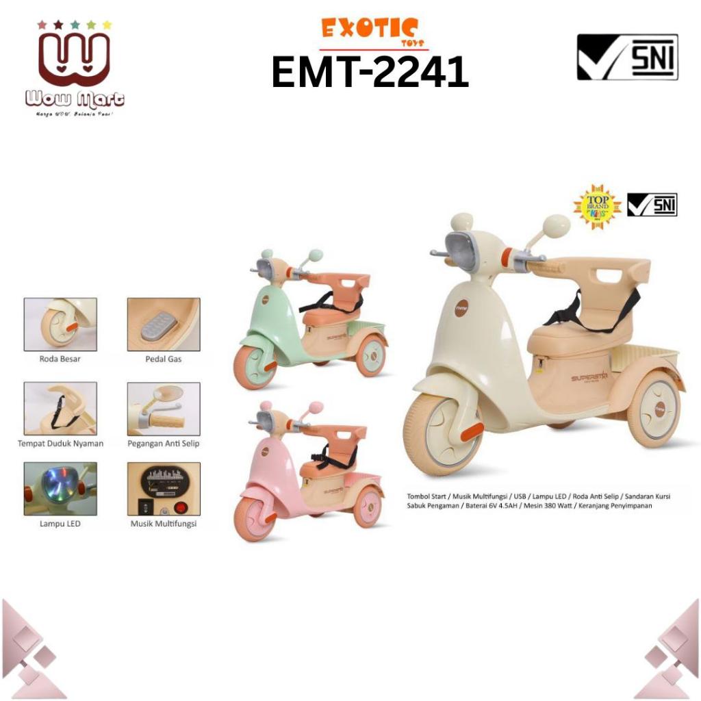 EMT 2241 Exotic Kids Rechargeable Motorcycle // Mainan Motor Aki Anak Model Vespa Dilengkapi Musik D