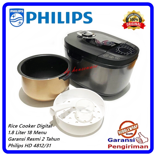 Rice Cooker Digital 1.8 Liter Magic Com 1.8Ltr 18 Menu Masak Garansi Resmi 2 Tahun Philips HD-4812
