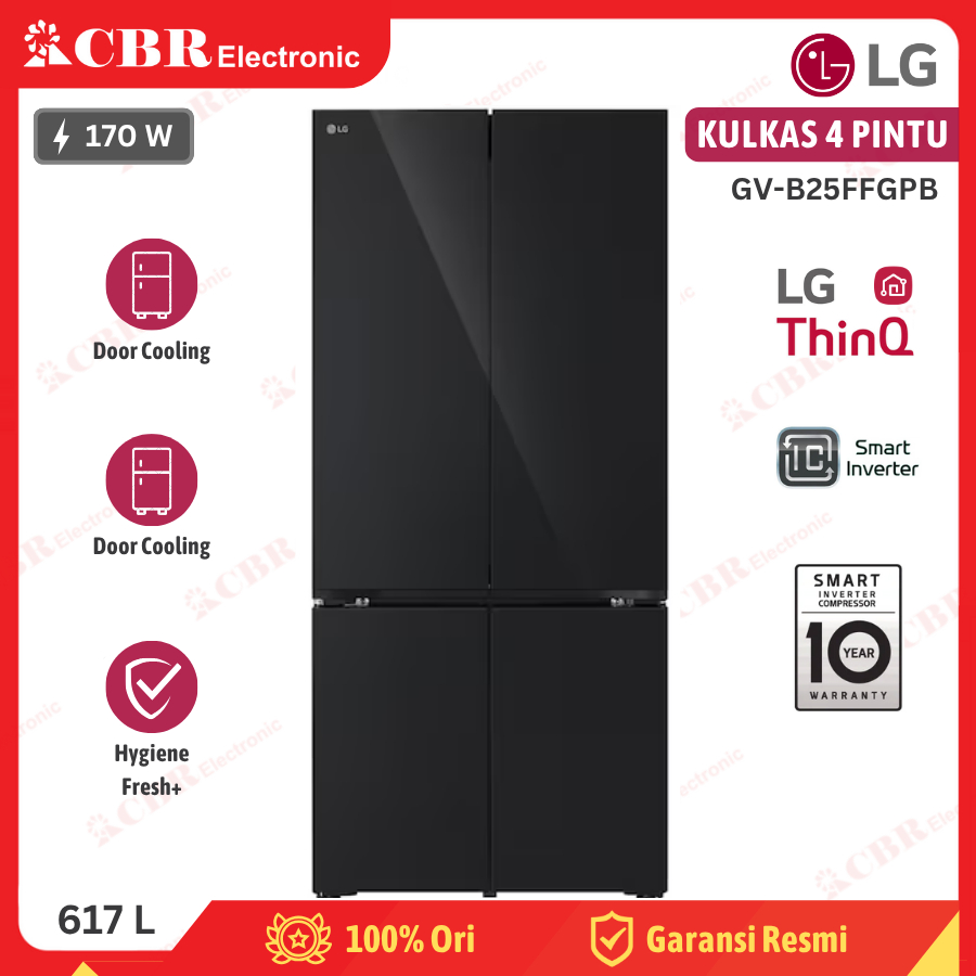Kulkas LG 4 Pintu 617 L / GV-B25FFGPB (Inverter)