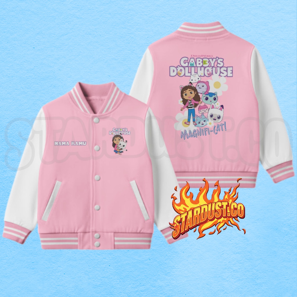 Jaket Anak Varsity Gabby's Dollhouse Children Cat / Jaket Varsity Anak Gabbys Dollhouse Cat Gratis N