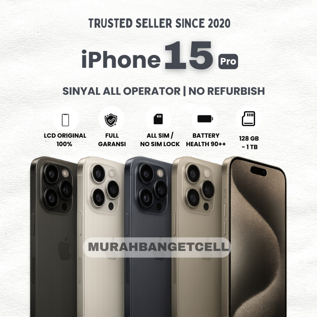 iPHONE 15 pro 128gb 256gb 512gb fullset mulus lcd original mulus bukan refurbish / rekondisi