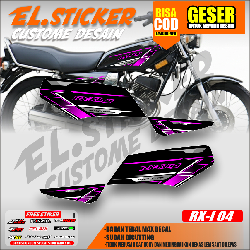 Striping Sticker Transparan UV RX-King Bahan MaxDecal Model Minimalis Warna Pink| Oren RX-I 04