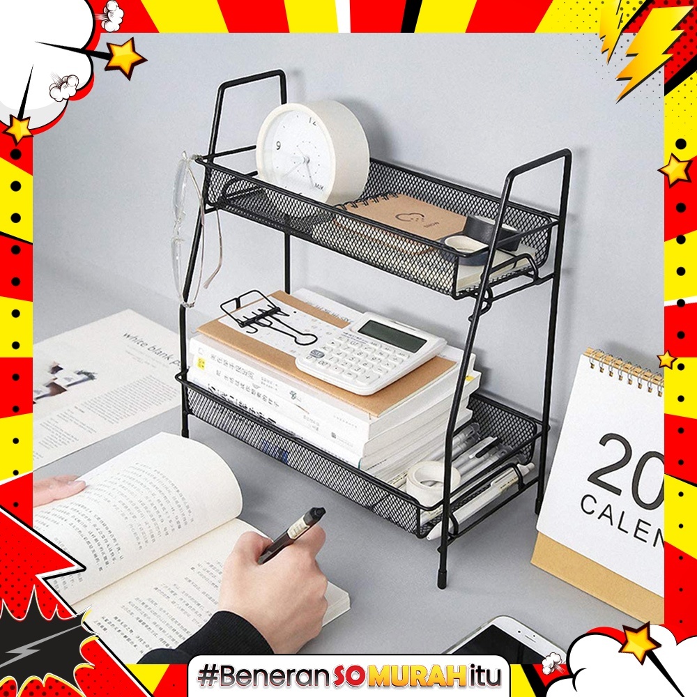 Rak Alat Tulis Table Rack Desk Organizer Stationary 2 Susun Rak Minimalis Kantor Sekolah
