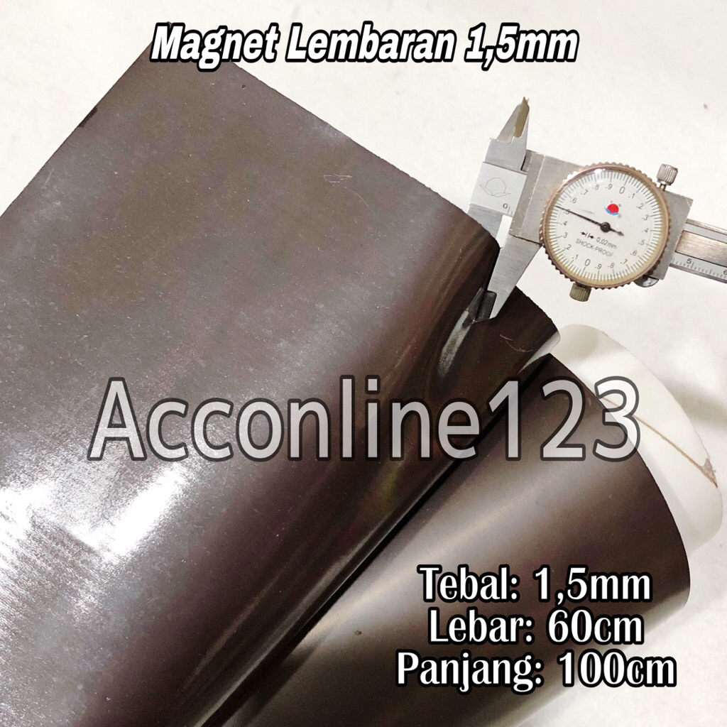 Magnet Lembaran Tebal 1,5mm / Magnet Strip Lembaran Karet Sheet Rubber Fleksibel 60cm x 100cm Tabal 