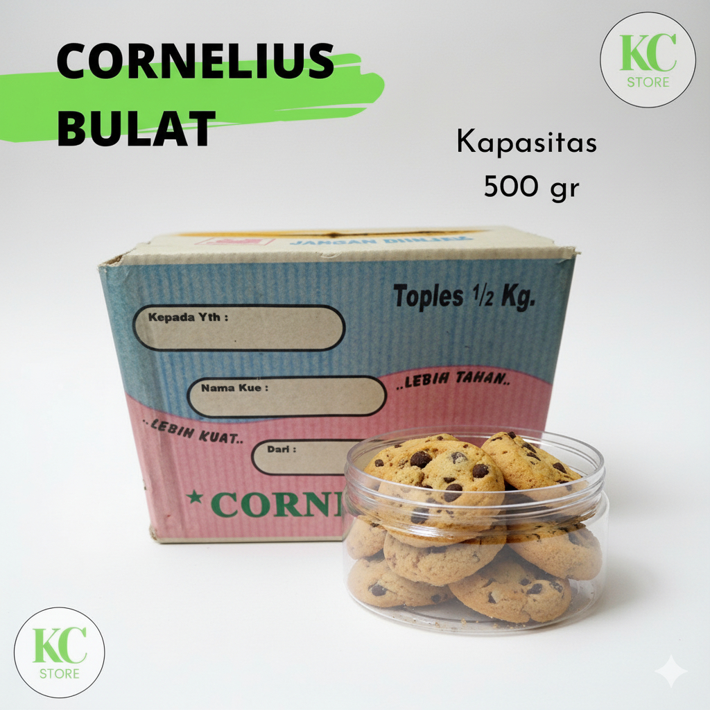 Toples Bulat Cornelius Toples Kue Kering Nastar Toples Kue Lebaran 500gr Toples Plastik Lebaran