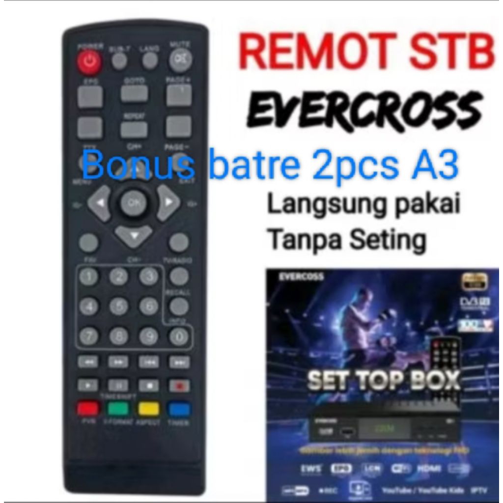 Remote Set Top Box Evercros Remot Stb Dvb T2 Langsung pakai