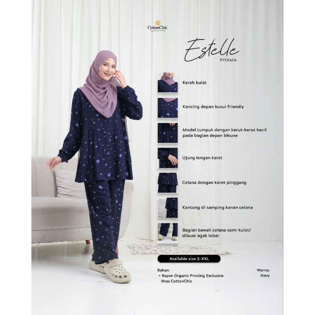 ESTELLE PAJAMAS DEWASA By COTTON CHIC