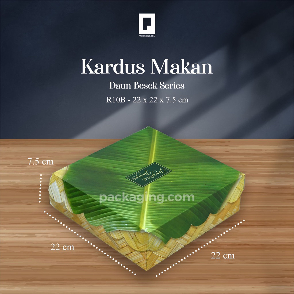 Dus Kotak Nasi Motif Daun-Besek uk 22x22x7,5