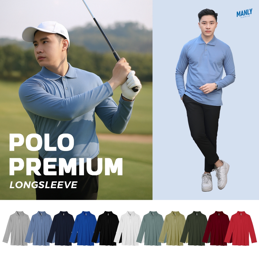 Kaos Kerah Lengan Panjang Premium Polo Shirt Longsleeve Pria