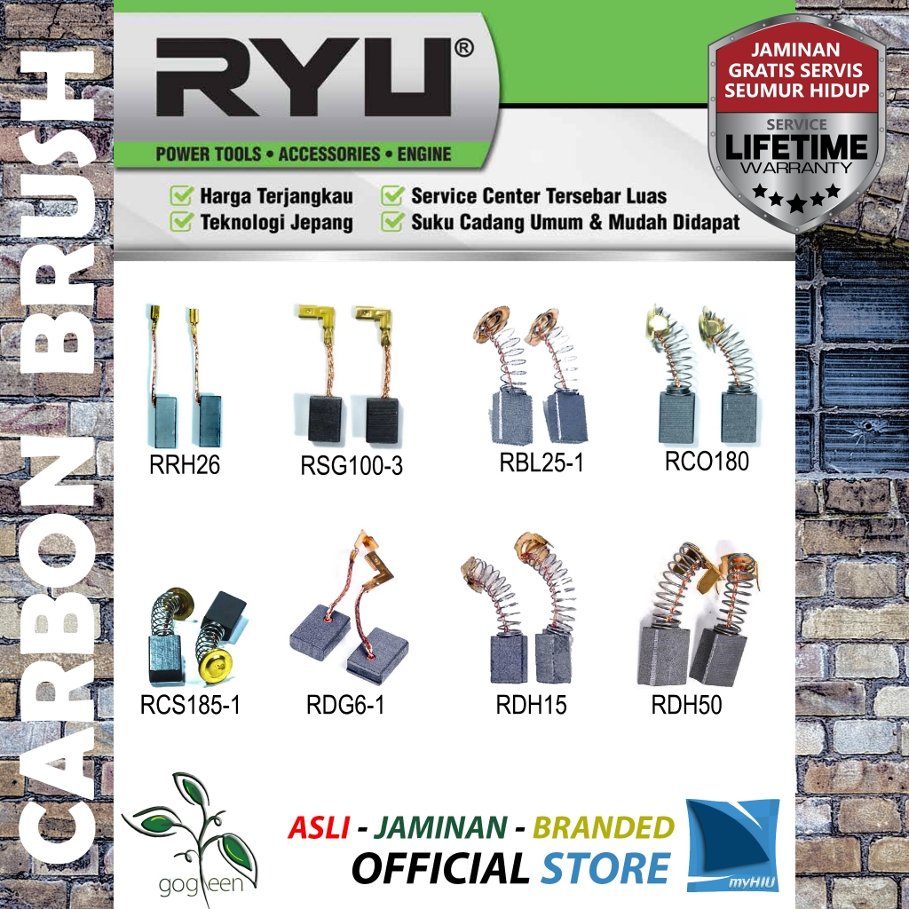 Spul Sepul Kul Arang Berbagai Mesin Power Tool RYU Seperti Gurinda / Bor / Poles / Trimmer / Blower 