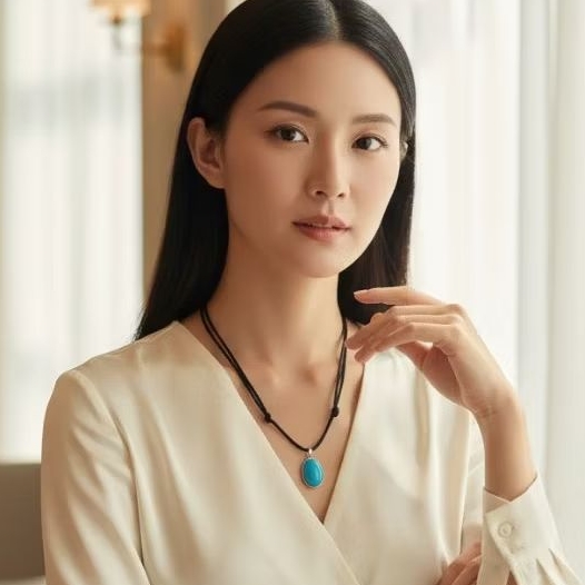 kalung batu akik pirus biru polos