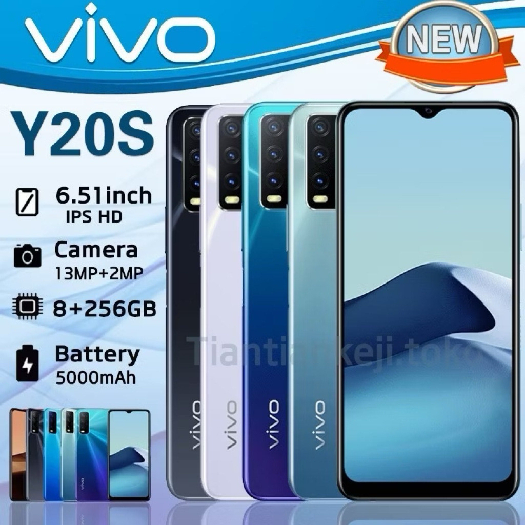 {Versi pamungkas} HP VIVO Y20s G Ram 8/256GB Smartphone LET 6.51 inches Dual SIM 13MP+8MP{Promosi}