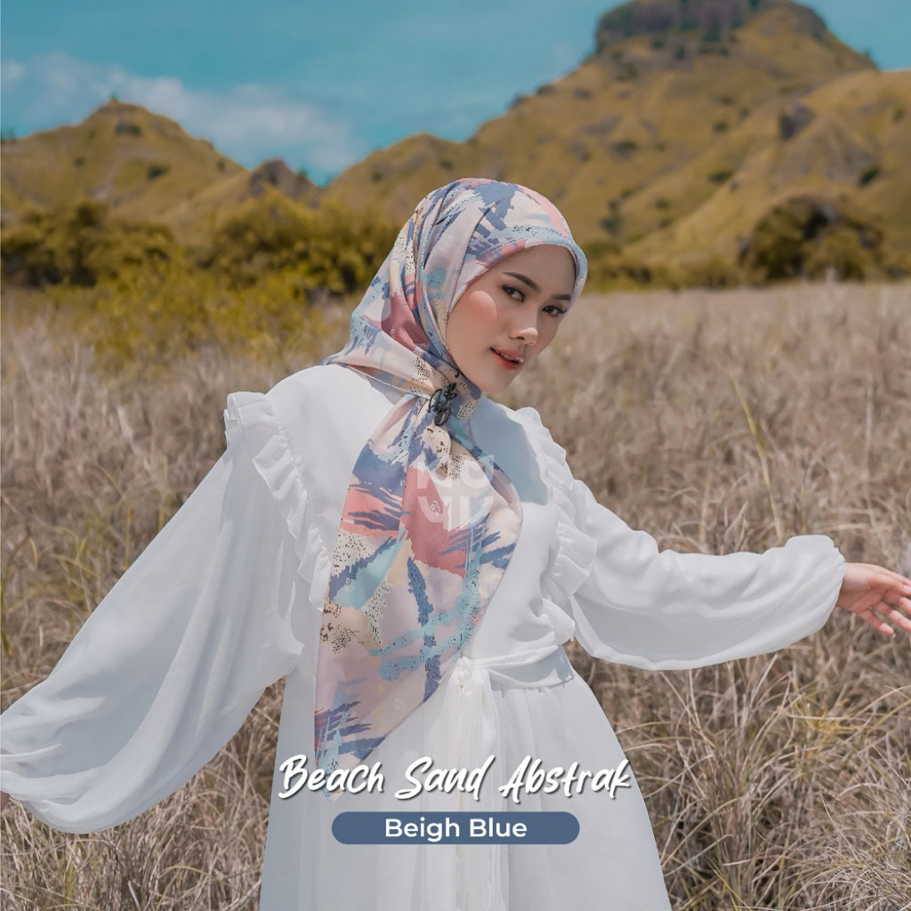 Hijab Segiempat Viney Jepang Motof Abstrak Beach Sand