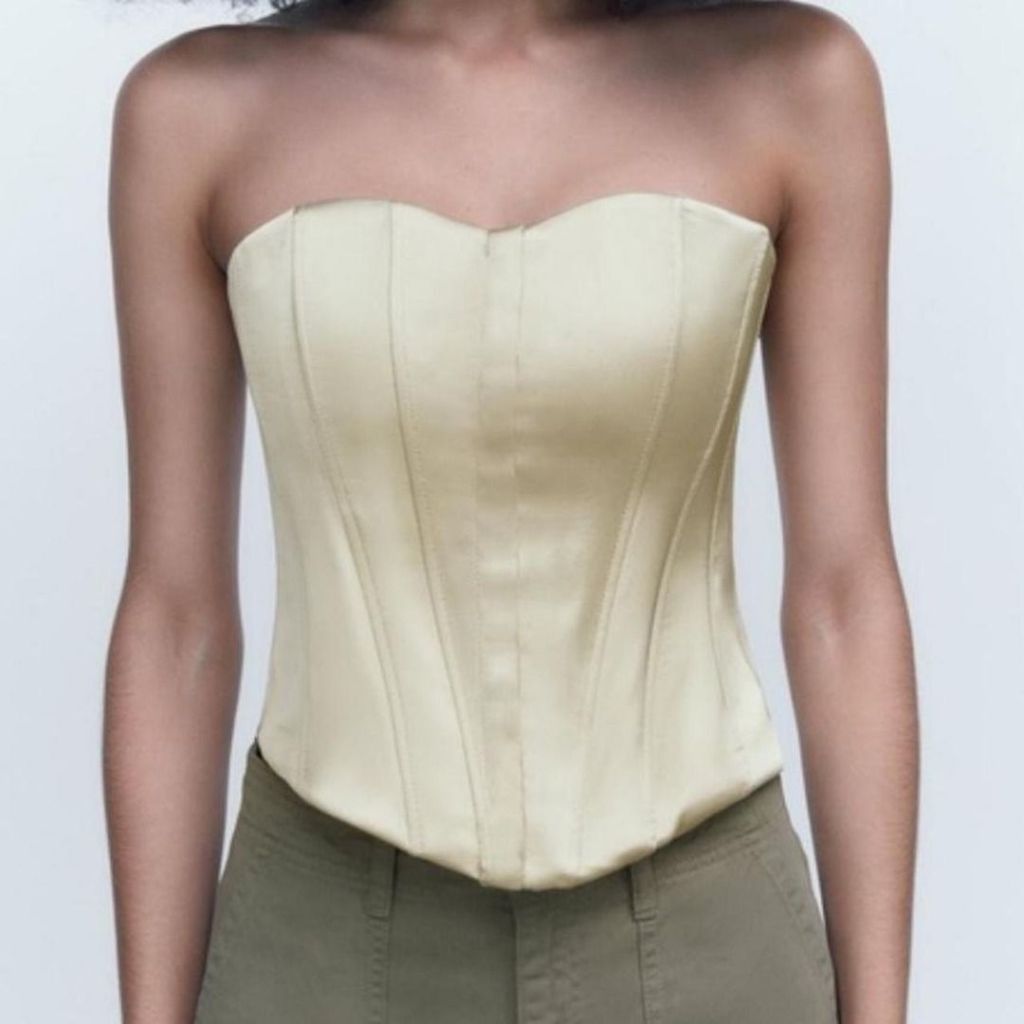 ZARA SATIN EFFECT CORSET BUSTIER TOP
