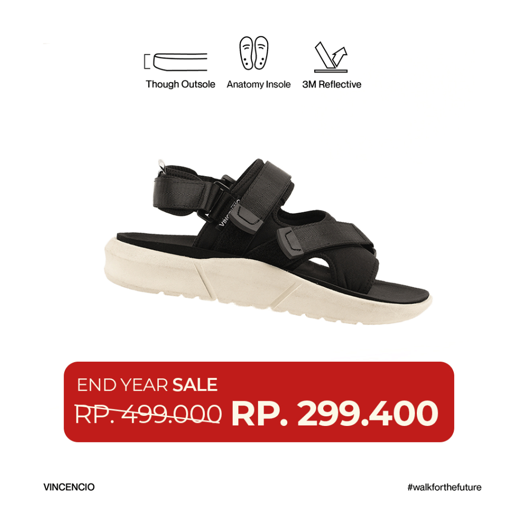 Vincencio - Quirino - Black / Off | Sandal Traveling Pria | Sandal Traveling Wanita