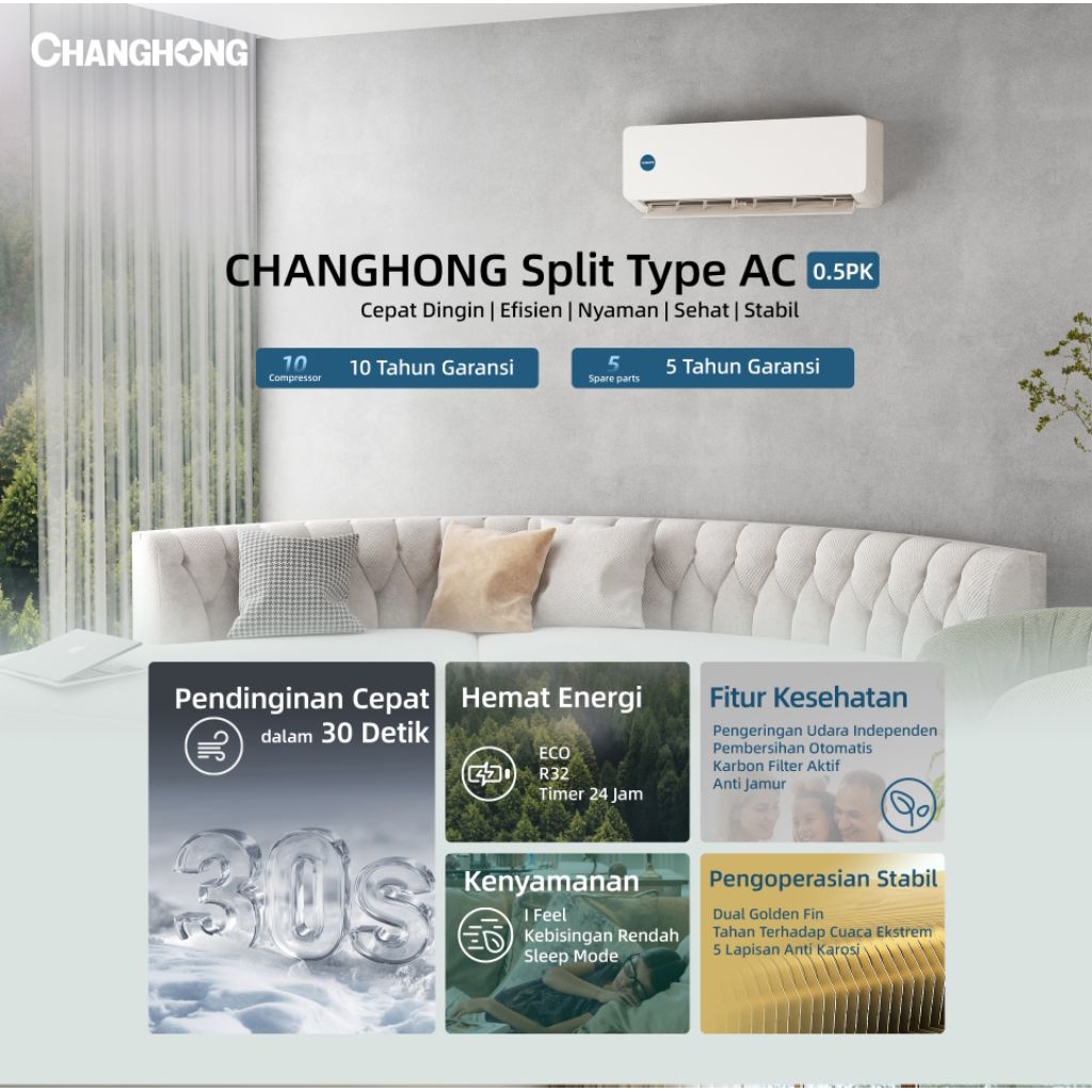 AC Changhong 0.5 PK / 1PK series CSC-NVB - Garansi Resmi Changhong