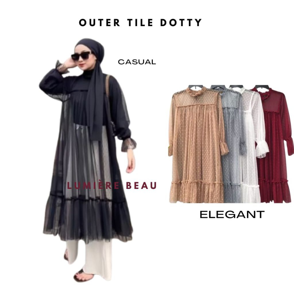 TUNIK BRUKAT TILE DOTTY OUTER POLKADOT WANITA OUTFIT KONDANGAN BAJU KONDANGAN
