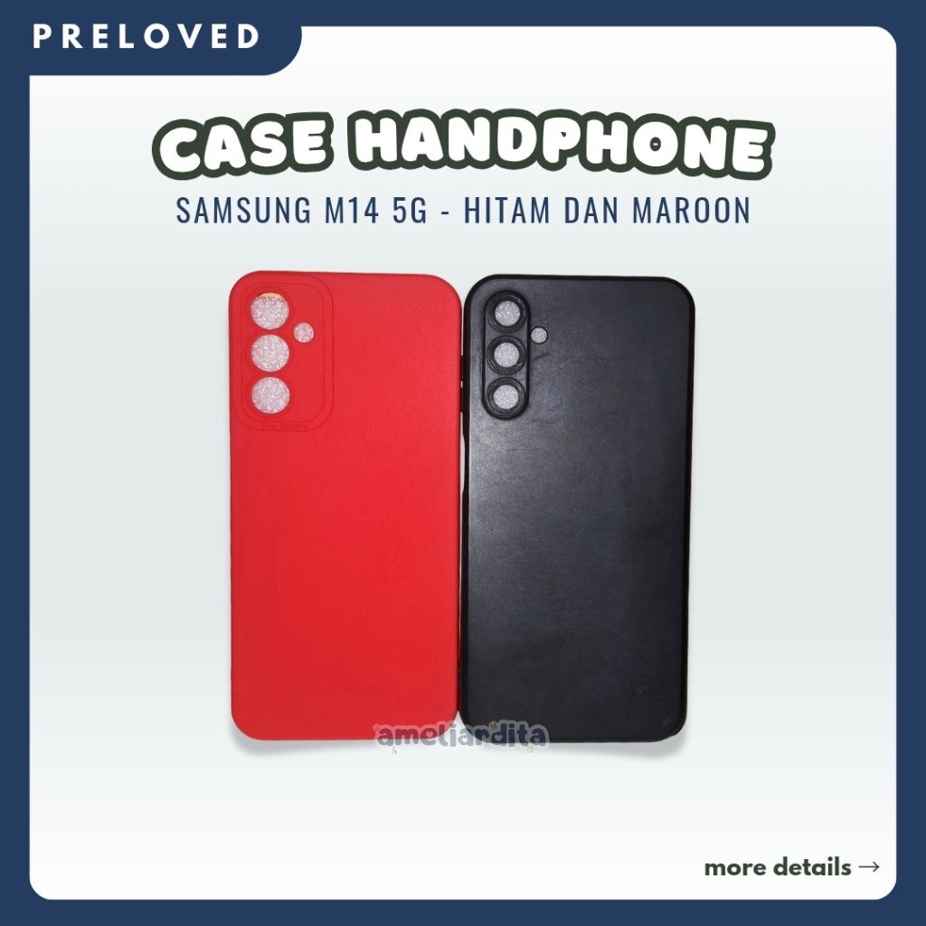 [READY] Preloved Second Bekas Soft Case Handphone Samsung M14 5G Hitam Merah Terang Casing SM HP Ful