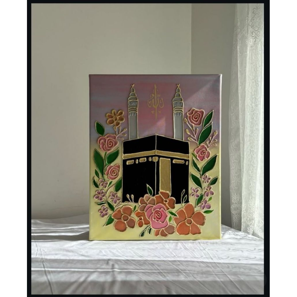 Lukisan kabah tekstur timbul hiasan dinding modern