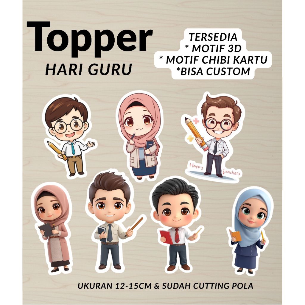 TOPPER HARI GURU / TOPPER CUTE HARI GURU / TOPPER BUKET HARI GURU UKURAN BESAR