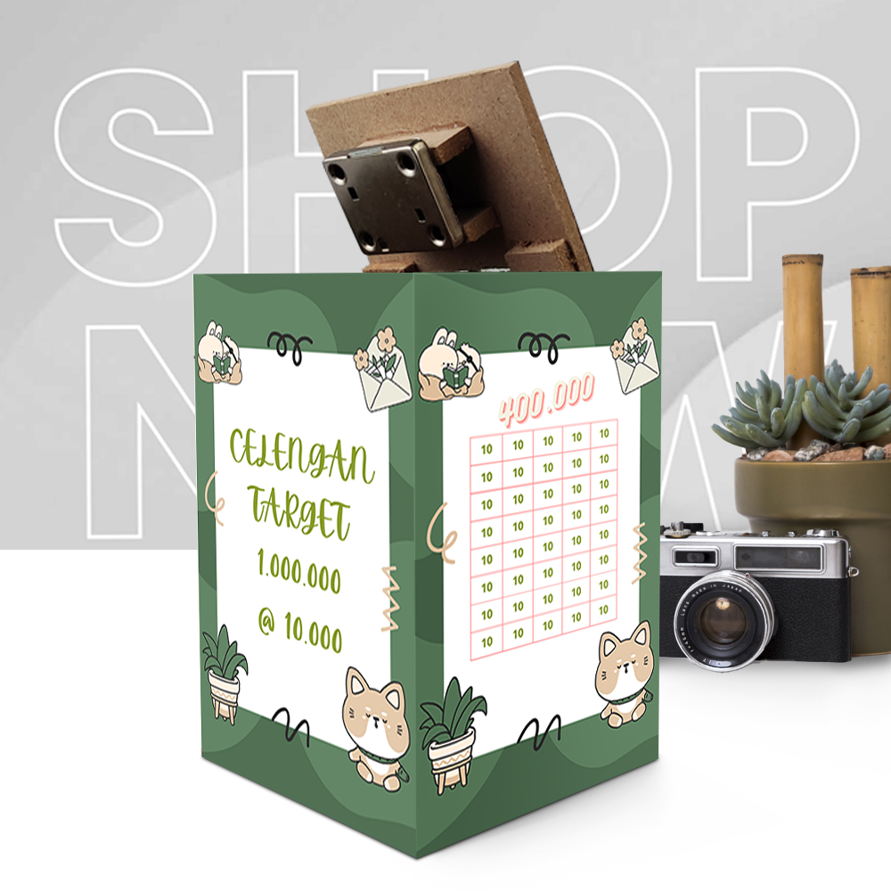 celengan target 5 juta pecahan 10k Celengan Viral Kotak Target Jumbo + Kunci | Kayu Anti Rayap
