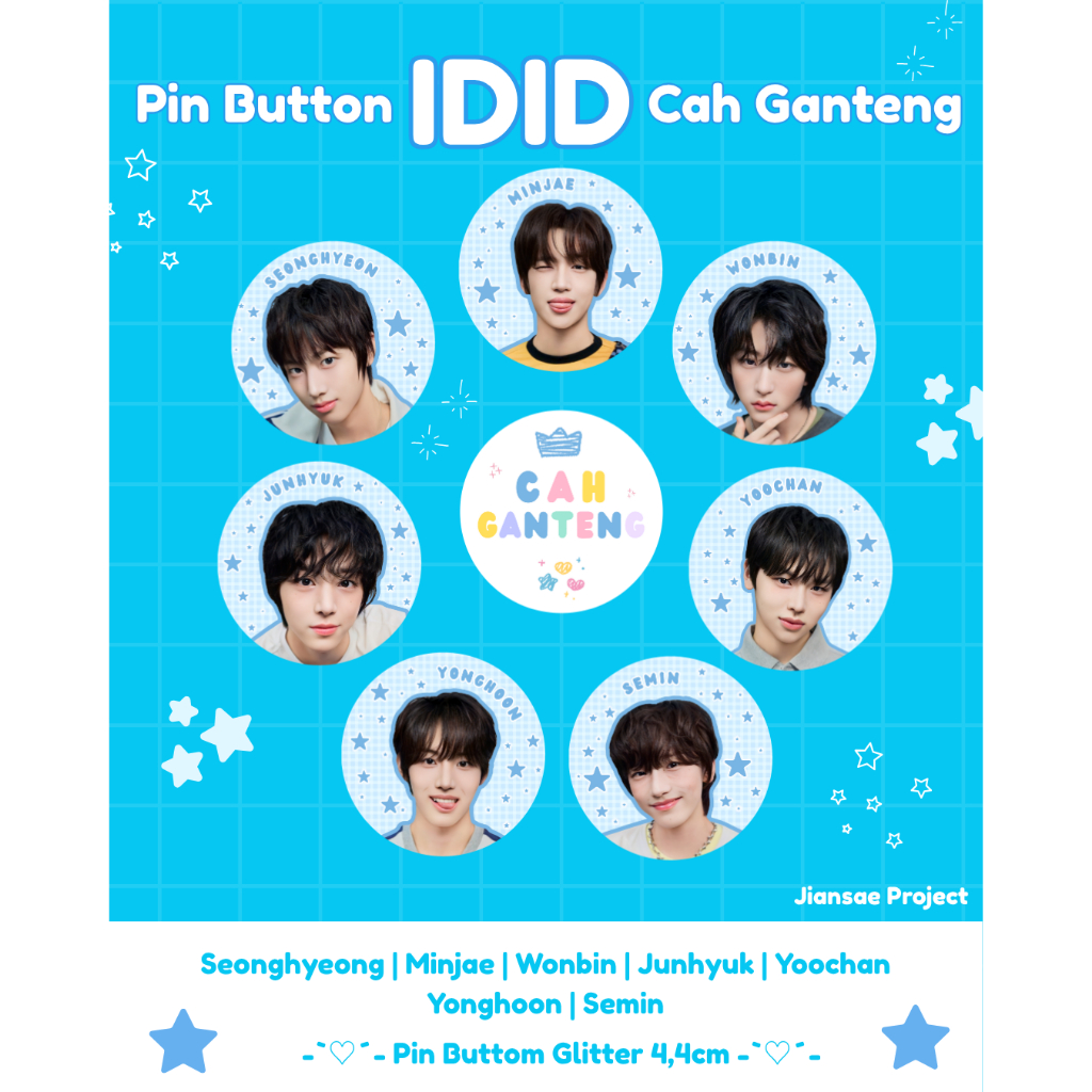 IDID Pin Button Bag Peniti Glitter 44mm | Kpop Fanmerch