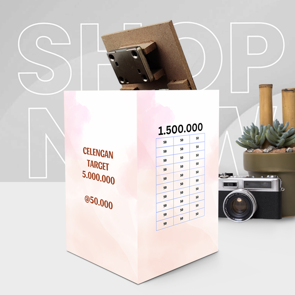 celengan target 5 juta pecahan 50k saving money bahan kayu 10x15 cm