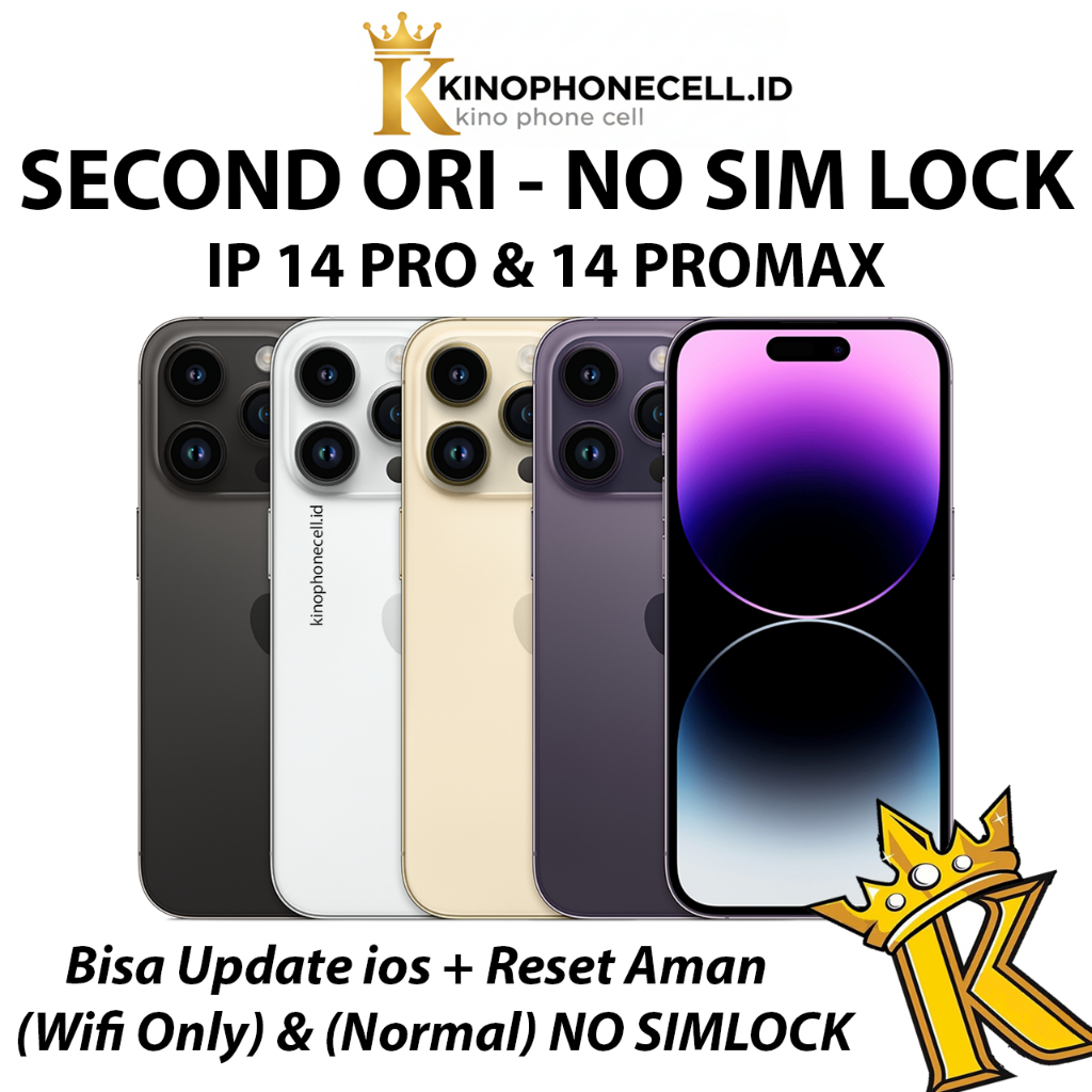 IP 14 ProMax / IP 14 Pro Second inter Pro Max Normal 128GB 256GB 512GB 1TB Bekas kinophonecell