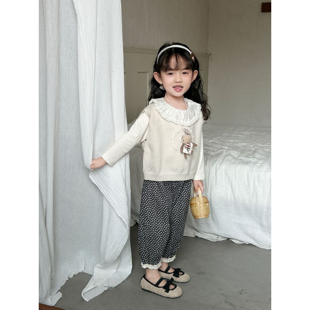 SET 3IN1 Celana+Kaos+Rompi anak cewe / Set baju anak perempuan 2-6 Tahun