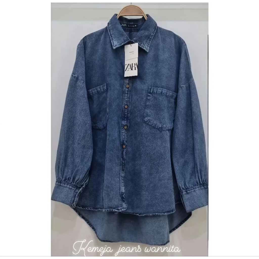 kemeja jeans wanita dewasa /kemeja jeans tred/kemeja bluse oversize