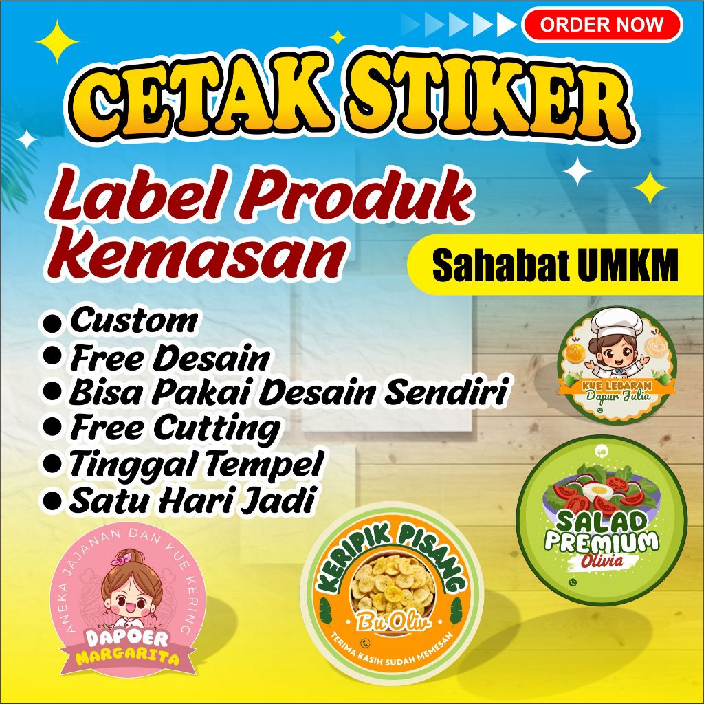 Cetak stiker custom cutting | stiker label | stiker logo makanan | cetak stiker a3+ | Stiker Cutting