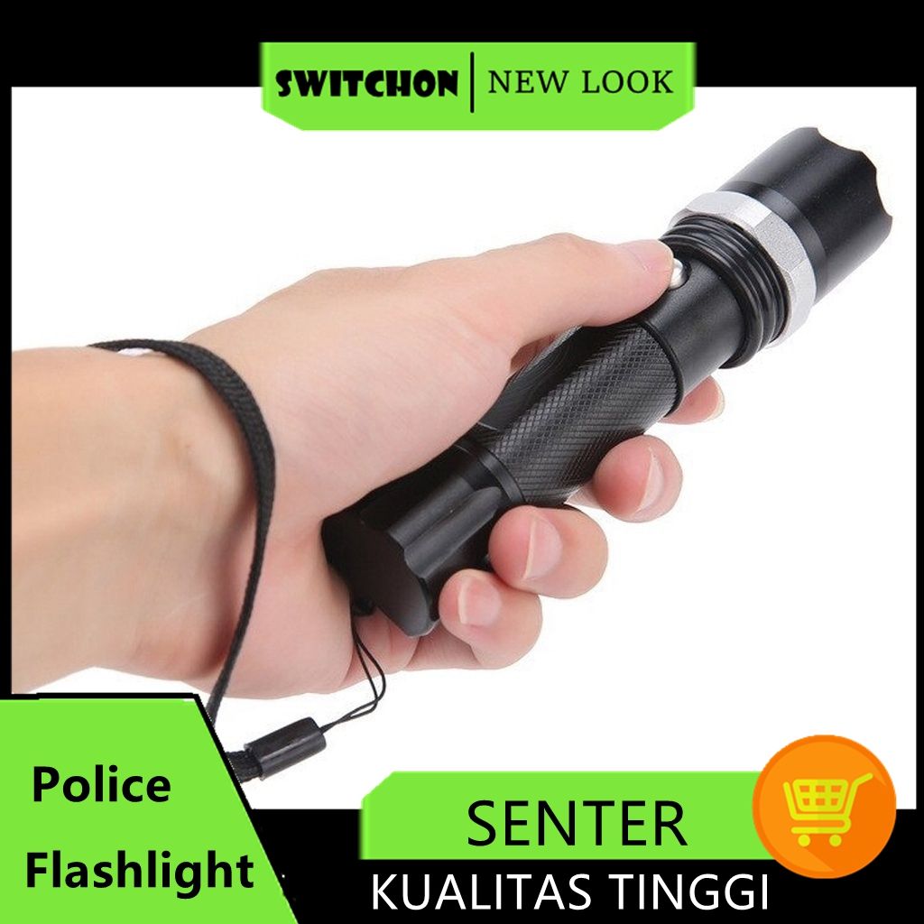 Senter Cas Police Swat 99000W Lampu Emergency Darurat Lamp Led Super Terang Jarak Jauh Original