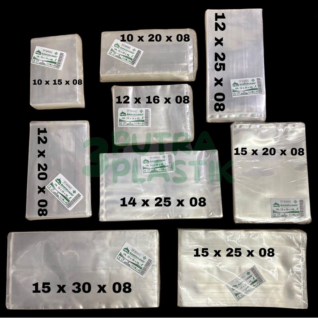 Plastik PP BENING TEBAL 0.8 merk BANGKUANG / Plastik tebal snack [10x15x08 - 15x30x08]