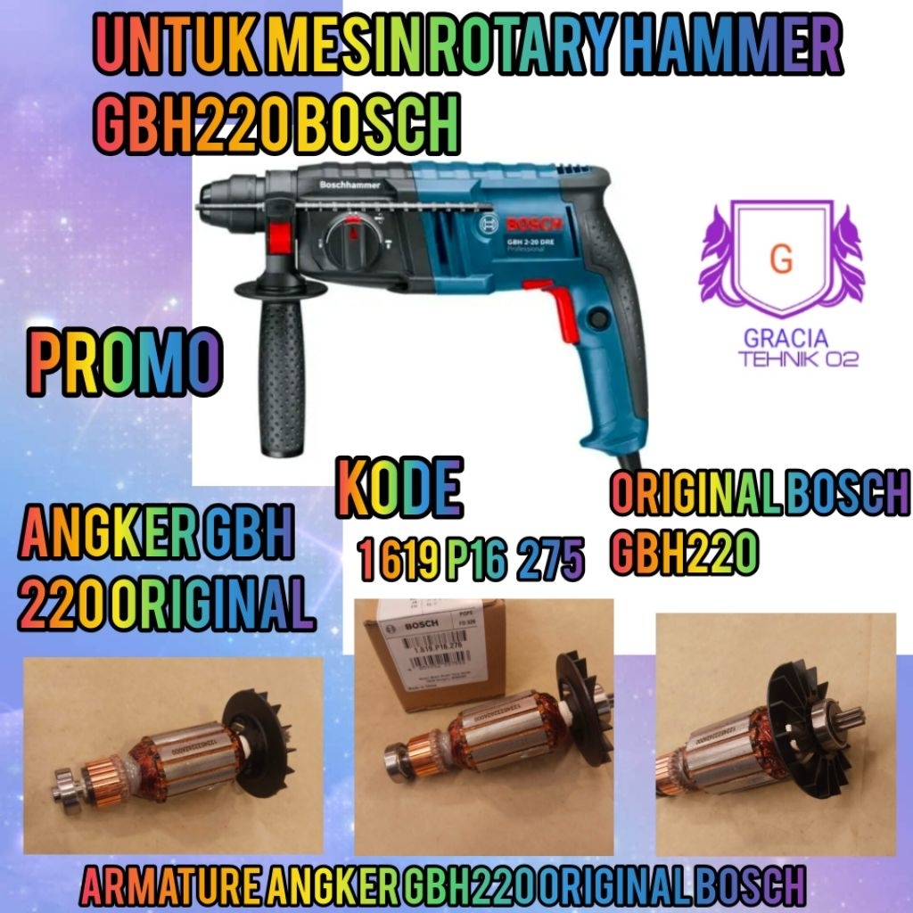 ARMATURE ANGKER GBH220 ORIGINAL BOSCH ROTARY ANGKER GBH220 BOSCH MESIN ROTARY HAMMER BOSCH ORIGINAL