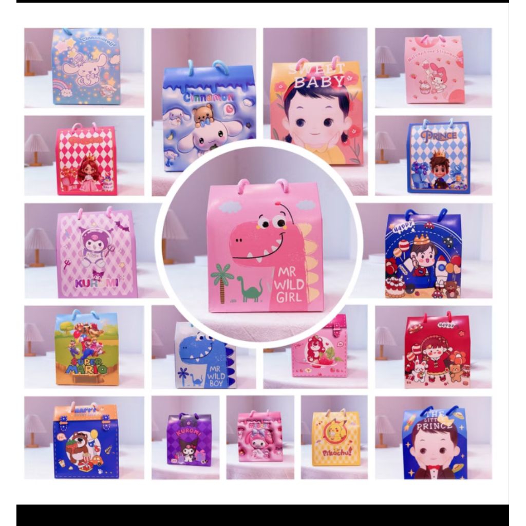 Goodie Bag Ulang Tahun Anak Tas Ulang Tahun Dino Anak cowok cewek Tas Bingkisan Ulang Tahun Anak San
