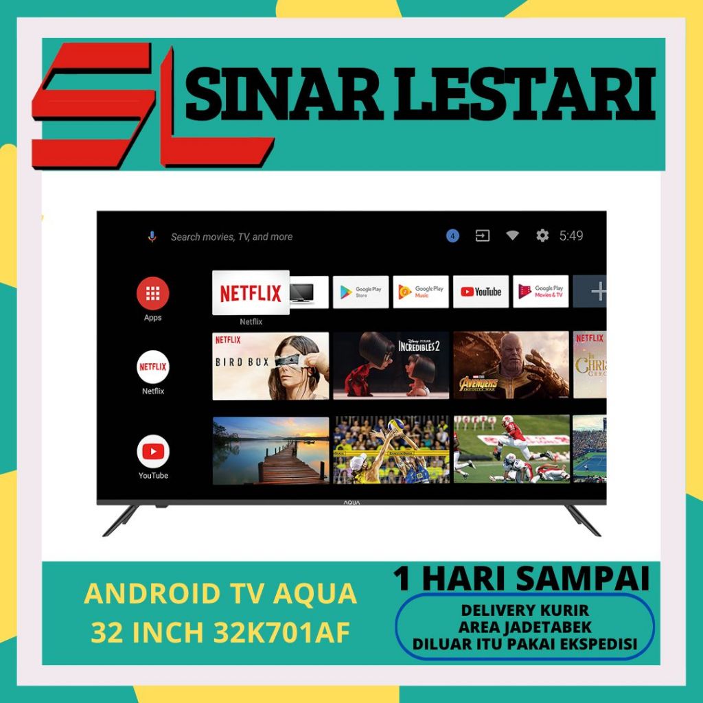 AQUA AQT32K701AF SMART ANDROID TV 32 INCH Youtube & Netflix 32K701AF