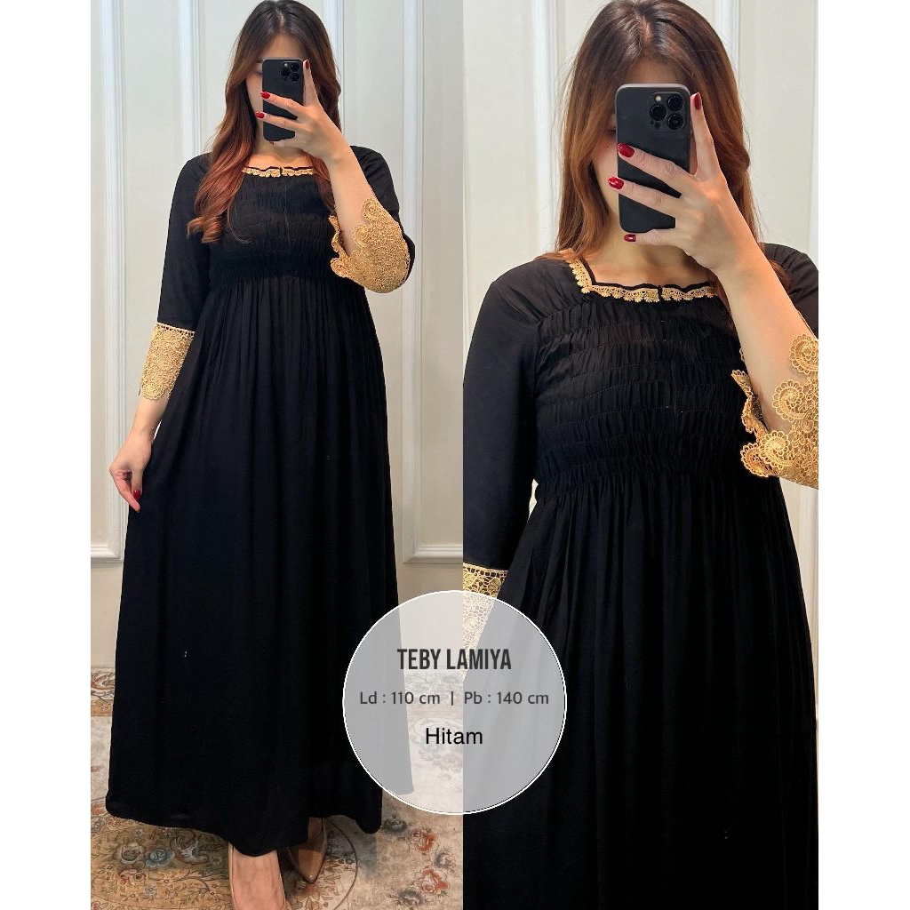 ReenaDaily TEBY LAMIYA Daster Arab Rayon Plus Renda Daster Arab Bandung Kekinian Original Model Dada
