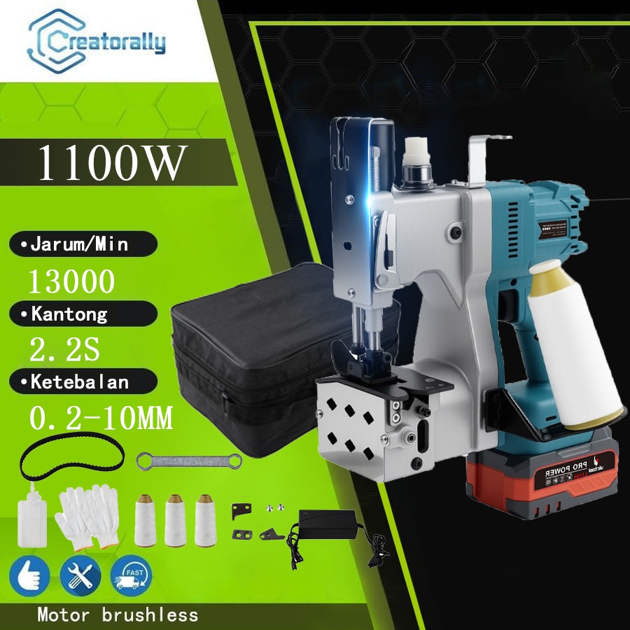 Creatorally Mesin Kemasan Portabel - Mesin Jahit Tas & Karung 13000 Jarum/menit, Cocok Kantong Beras
