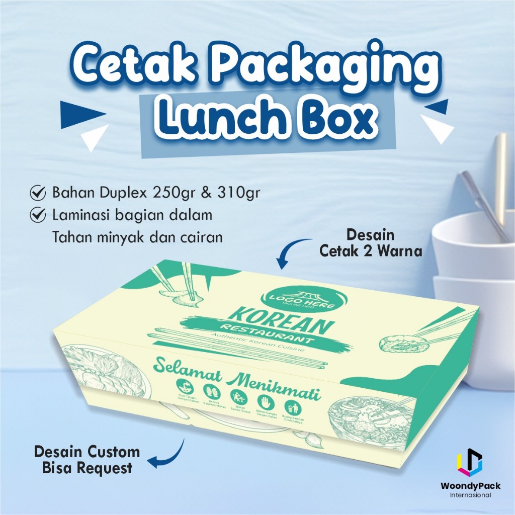 Box Makanan Custom | Paper Lunch Box Custom Duplex 250 | Kotak Makan Anti Air Laminasi Glossy Murah 